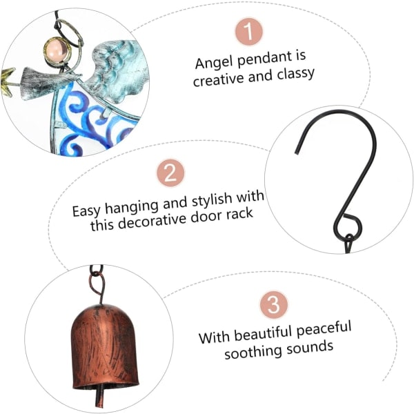 1 bit Angel Wind Chime Hänge Memorial Wind Chime Utomhus Hängande Dekorativ Wind Chime Utomhus Wind Chime Utomhus Vintage