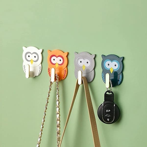 4-pack Owl Shaped Heavy Duty Wall Hooks