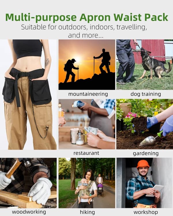 Multifunctional - Apron - Waist Bag - Tool Apron - 5 - Adjustable - with - Large - Suitable - Mountaineering - Dog Training