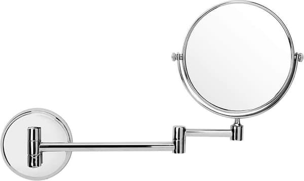 Väggmonterad sminkspegel 15 cm dubbelsidig 1X 3X förstoring, justerbar utdragbar arm rakspegel för badrum, silver