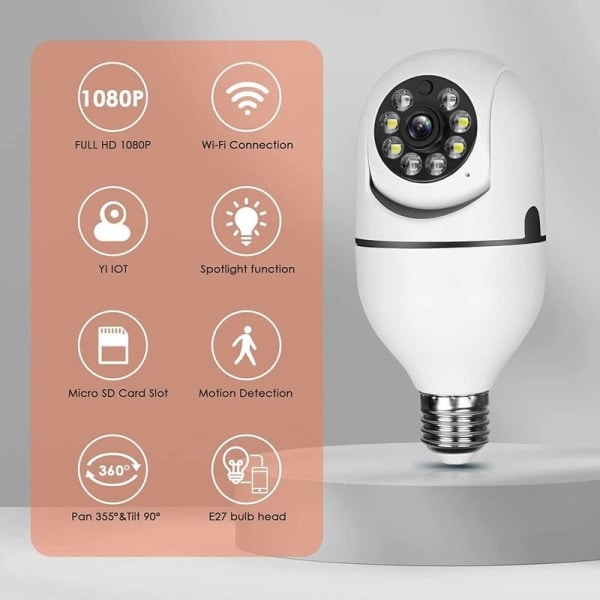 2 kpl 360 asteen turvakamerat langattomat ulkokäyttöön, WiFi Light Bu