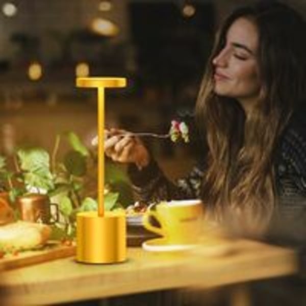 1200mAh Uppladdningsbar Aluminium USB Trådlös LED-bordslampa för Matsal eller Kontor (Lokalt Guld)