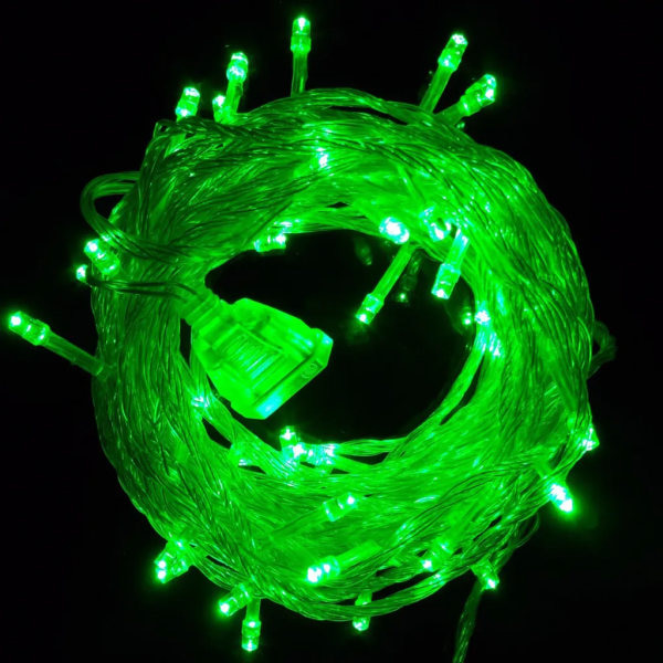 10M 100 LED Feelysslyng Grøn 8 Lystilstande Fest Have Indendørs Udendørs Dekoration Julelys 10 m