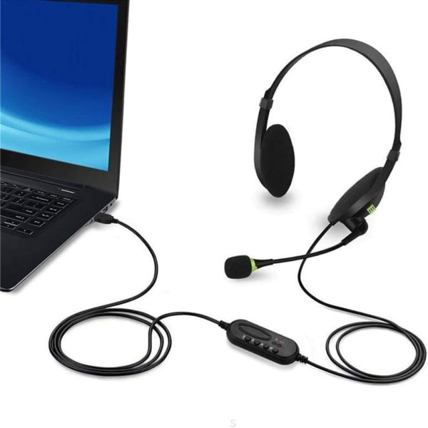 Dator USB Headset Call Center Headset med mjukt brusreducerande trådbundna Business Headset för PC Laptop
