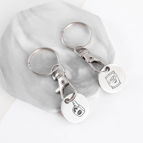 Indkøbsvogn Token Nøglering Rustfrit Stål Universal Pasform til Indkøb Sølv 7,3 x 2,5 x 0,5 cm