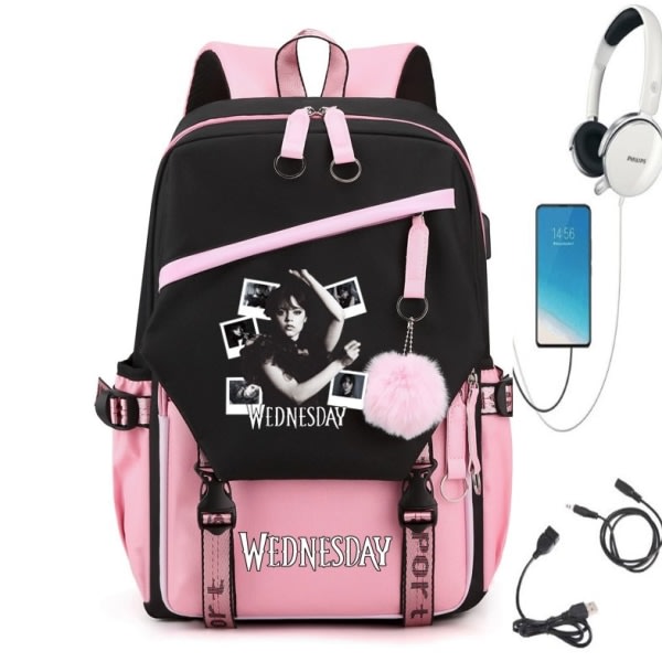 Onsdagsryggsäckar for grund- og gymnasielever Pink Style 1