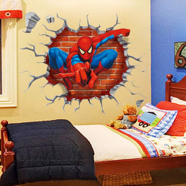 Spiderman väggklistermärken DIY Avtagbara Spiderman barntema konst Pojkrum väggdekal Sovrum barnkammare lekrum dekoration väggdekor szq