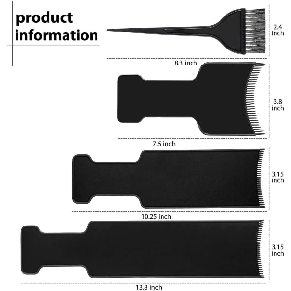 4-delt sæt til hårfarvning, hårfarvebørste, bagolie