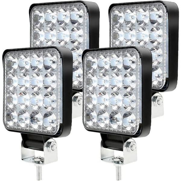 4st 48W LED Arbetsljus, 12V Bil LED Spotlight Vattentät IP67, LED Arbetsljus för Bil Lastbil Traktor SUV Båt (4st)