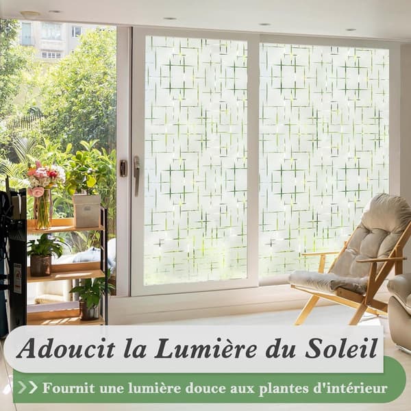 Static Window Film - Privacy Film - Adhesive UV - Cross Pattern - Suitable for Home, Office, Kitchen - 30 x 200 cm