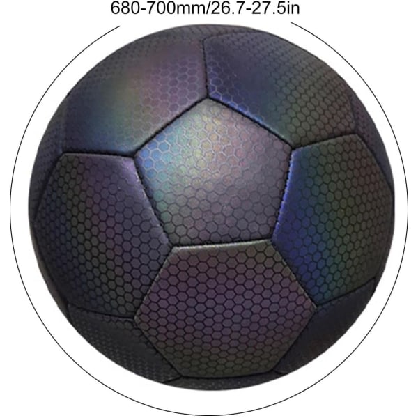 Fotboll Glow in the Dark, holografisk lysande fotboll for nattspel og trening, Reflekterande fotbollsbågepresenter