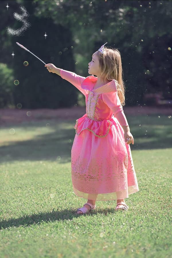 Liten flicka prinsessklänning med tillbehör, 5 (130), rosa_tfrf