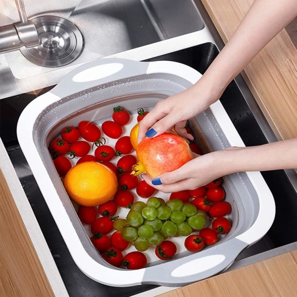 Fällbar skärbräda Tvätta frukt- och grönsaksfat Hopfällbar skärbräda Multifunktionell kökskorg