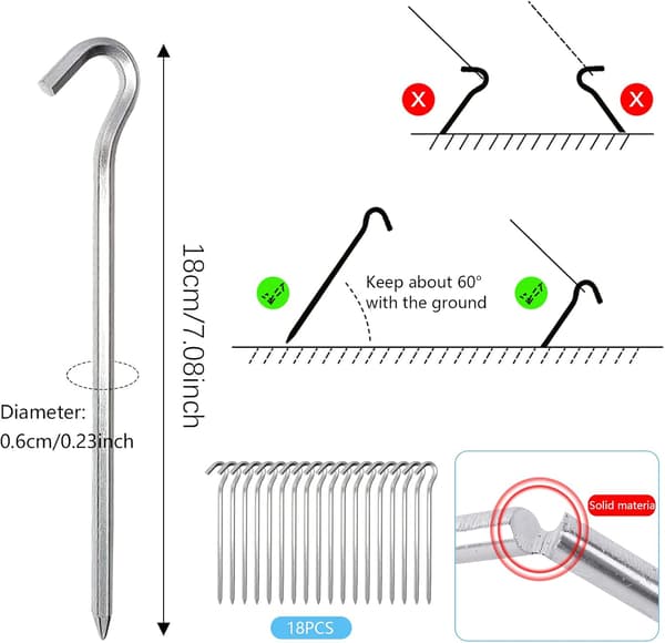 Aluminum Tent Stakes, Versatile Steel Pegs, Hexagonal Stakes for Durable Outdoor Solutions