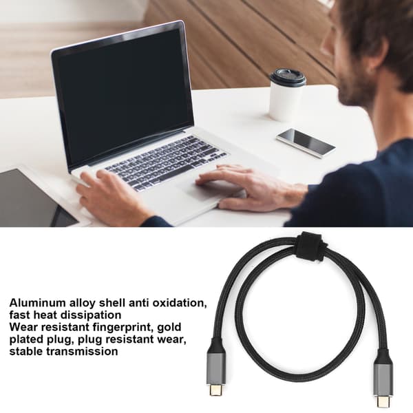 USB 3.1 Dobbelthode 100W USB C til USB Type C Hannkabel USBC PD 5A Hurtigladerledning 0.5m
