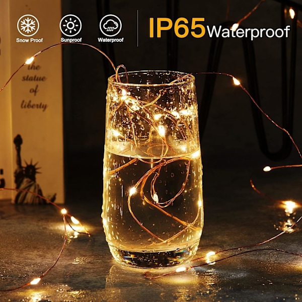 Solcellsdrivna utomhusljusslingor, 6-pack 22 meter 1200 LED-lampor med 8 lägen Vattentät dekoration Koppartrådslampor för uteplats trädgård Warm White6