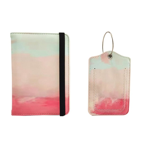 Cover, Pu-läder case Organizer för pass, kreditkort, boardingkort (plånbok+tagg) Pinkki 13,7*10,5cm