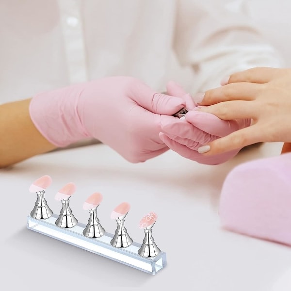CDQ 2 set Magnetisk nagelspets fingernagel DIY Nail Art för falsk manikyr Tool Salon Practice Stand