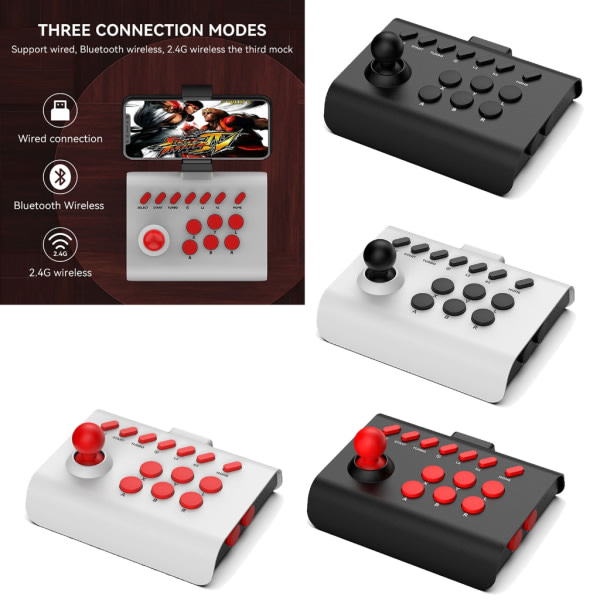 Konsol Rocker Tråd-/Bluetooth-kompatibel/2,4G-anslutning Gaming Joystick Arcade Fighting Controller Typ-C-gränssnitt Vit svart szq