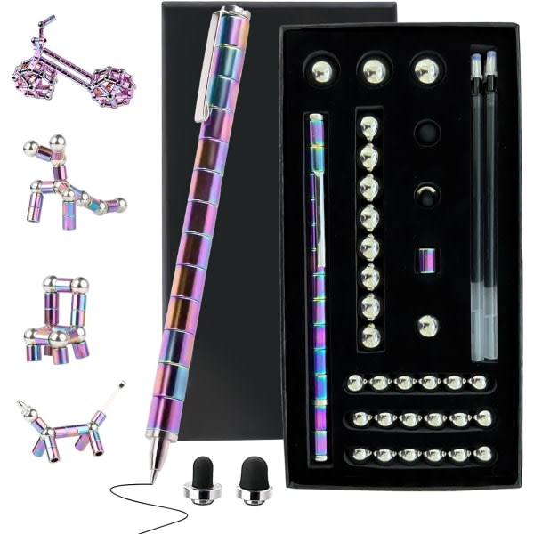 Magnetic Fidget Pen - Rolig multifunktionell skrivleksak för tonåringar | Bra presentidé för pojkar och flickor i åldrarna 10-15 svart