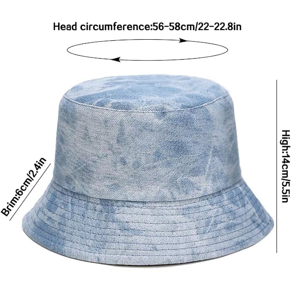 Söt bucket hat strandfiskarhattar för kvinnor, vändbar dubbelsidig användning Jean