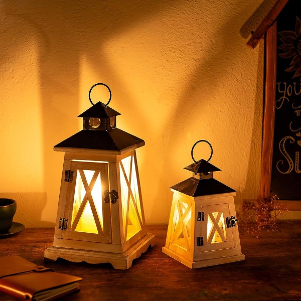CDQ Lanterne i træ Vintage Lysestage Lanterner til stearinlys Dekorativ til Rustik Bryllup Midtpunkt