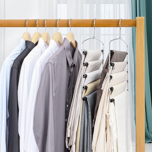 5-lags Buksestang - Pladsbesparende Skab Organizer, Sort