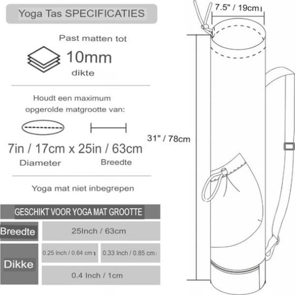 Large Waterproof Yoga Mat Bag - For Yoga & Exercise
