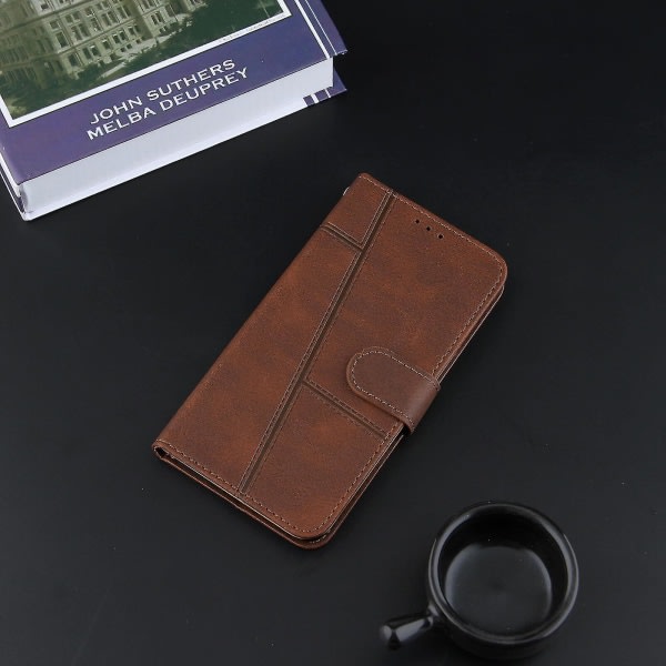 Yhteensopiva Iphone 11 Case Läder Folio Cover Magnetic Premium Etui Coque - Braun null none