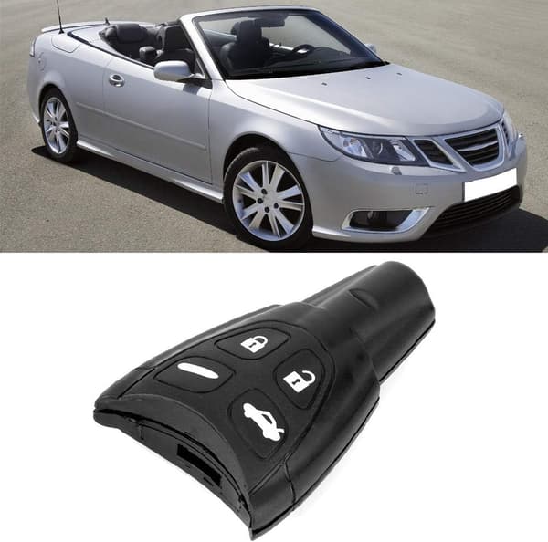 Car Key Case, Black 4 Buttons Remote Key Fob Protection Car Key Shell Replacement for Saab 93 95