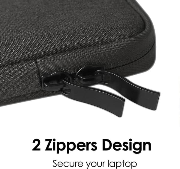 13-tums laptopfodral, vattentätt polyesterfodral med mjukt mockafoder och framficka för MacBook Air, resor, kontor, svart