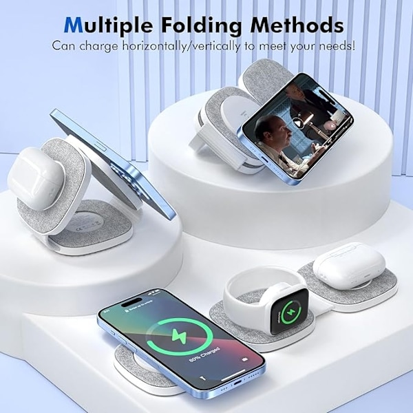 Foldbar Trådløs Oplader – Ladestation til flere enheder 274