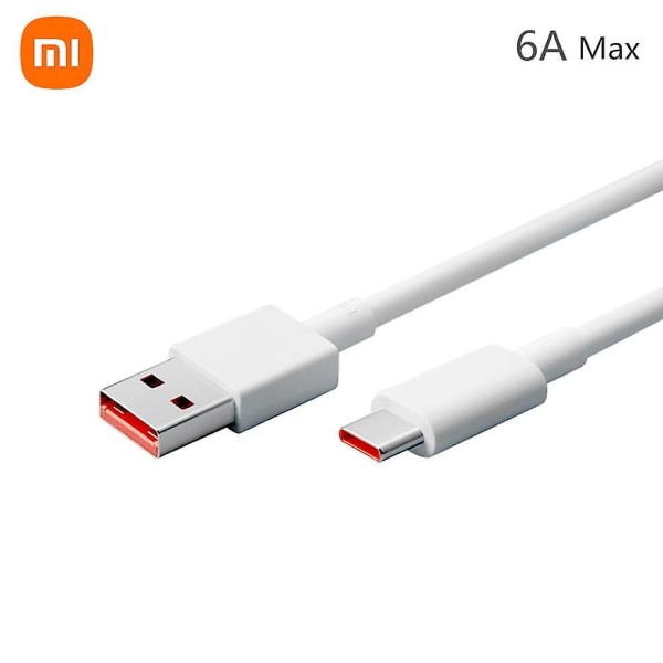 Xiaomi USB Type C-kabel 6A Supersnabb laddningsdatakabel Hållbar TPE USBA till USBC-laddningssladd vit ingen
