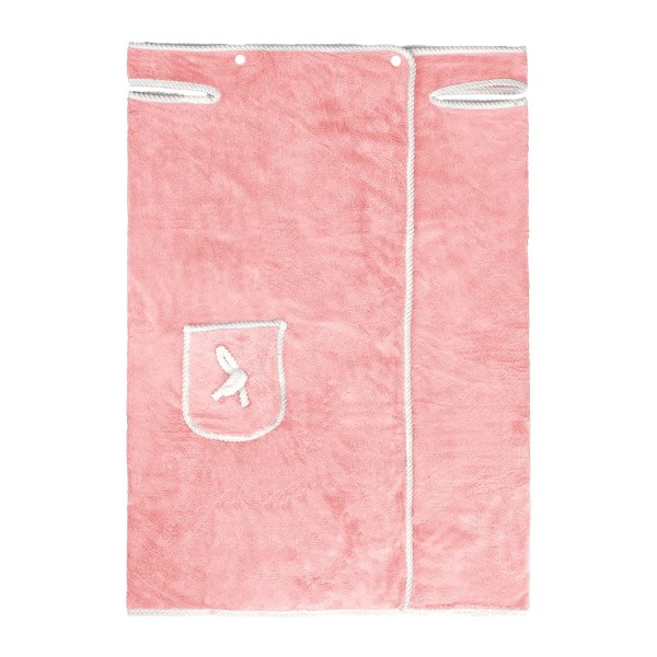 CDQ Badkjole med trykknapper Myk fluffy korallfleece badehåndkle, rosa