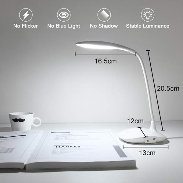 USB Dimbar LED Skrivbordslampa med Laddningsport, Justerbar för Studier/Sovrum/Kontor_tfrf