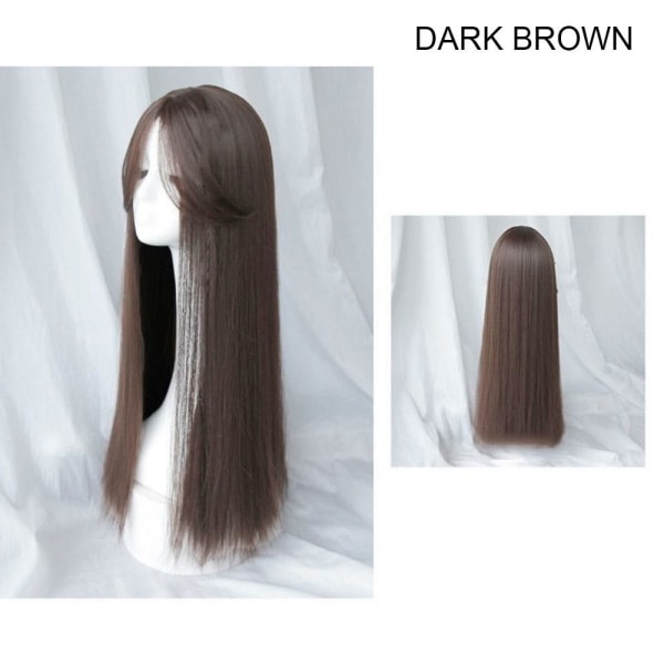 Rakt hår hel peruk MÖRKBRUN mørk brun