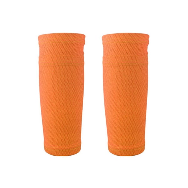 Fotbollsskyddstrumpor Skyddsärmar för Barn Pojkar Män Benskyddsskydd Orange Orange L
