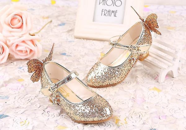 Glitter Prinsesse Jenter Høyhælte Læsko Gull Sommerfugl 3D33233_tfrf