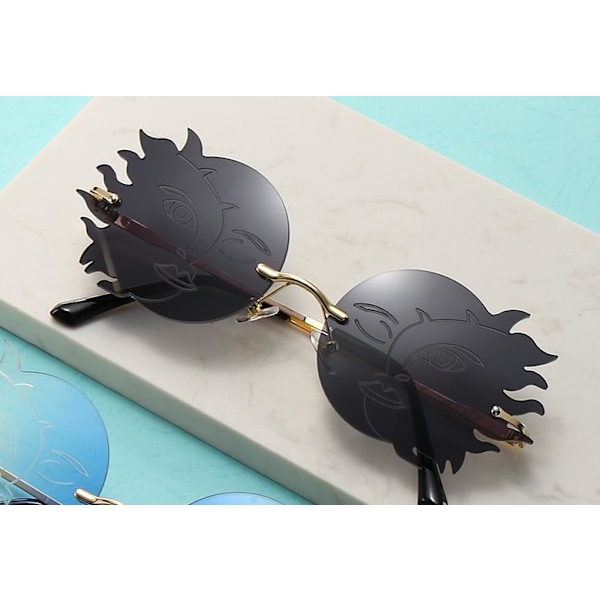 Coola solformede solbriller for kvinner, oversized, UV400, unike Black Black one size