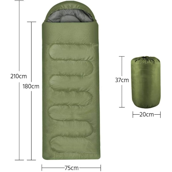 1 st Sovsäckar för vuxna, enkel kuvertsovsäck för vuxna för 3 säsonger, lätt campingvandring Green