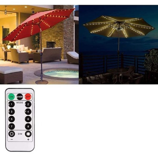 Paraplyvalot, 104 LED-lamppua, 8 tilaa