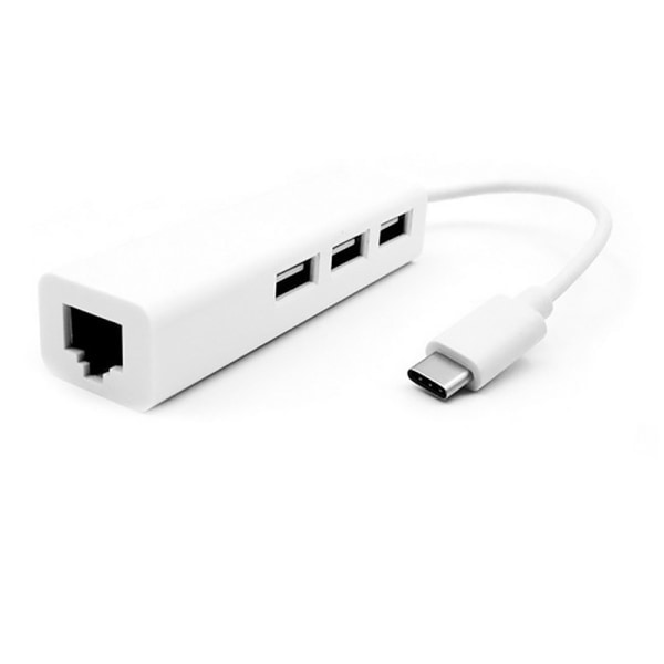 CDQ 3 portar USB 3.1 Typ C till USB RJ45 Ethernet LAN-adapter