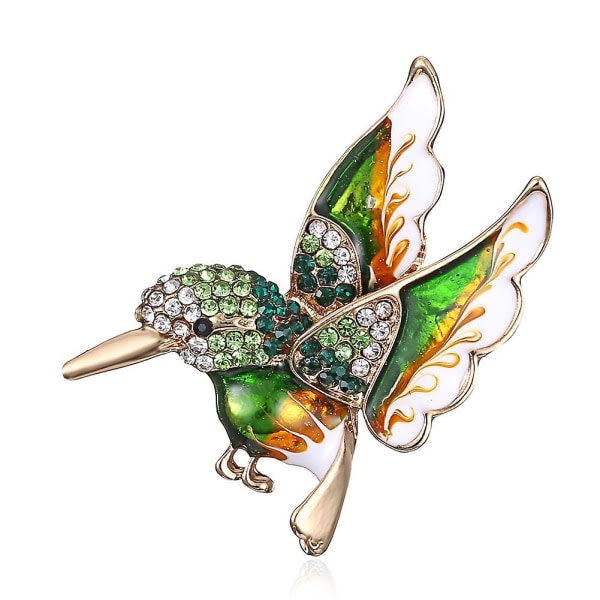 Färgglad Crystal Zircon Hummingbird Djurbrosch, Mode Färgglad Fågelbrosch För Kvinnor Grön CDQ