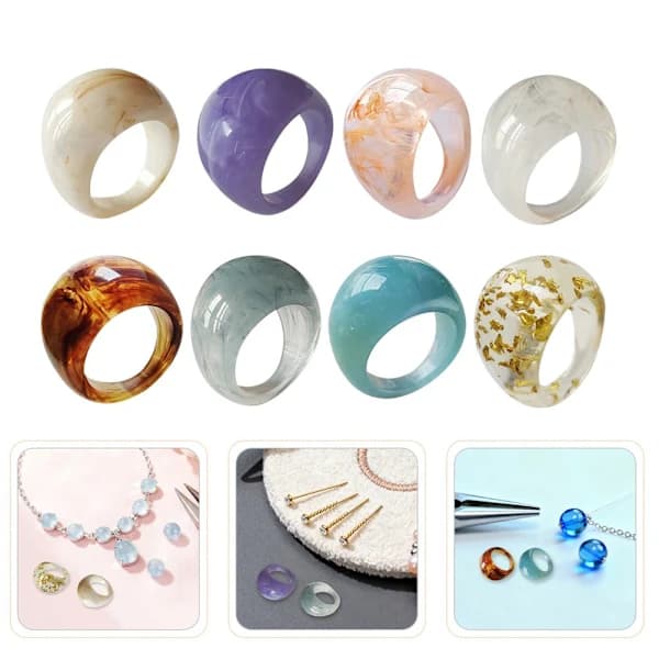 8 Pcs Acrylic Index Finger Rings for Women Chunky Statement Resin Knuckle 2x 2x