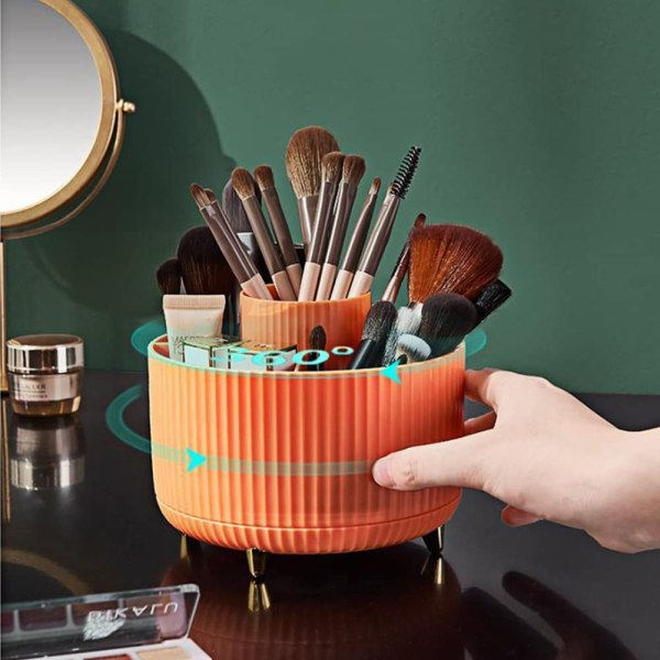 360° roterende makeupbørste opbevaringsboks kosmetikholder (orange) Orange Orange
