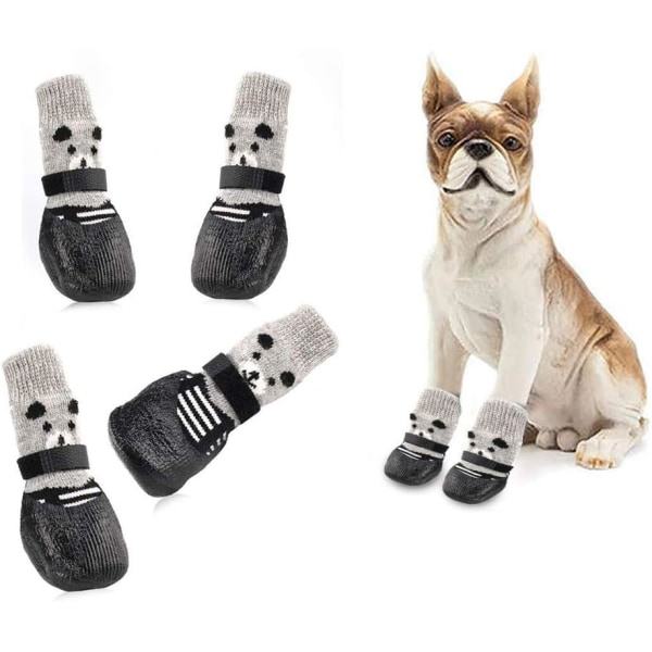 Hundsokker, Hundsokker mot sklisikring, Hundebeskyttelsesokker, Hundsokker, Hundsko, Hundestøvler - Størrelse M Svart (Bjørn)