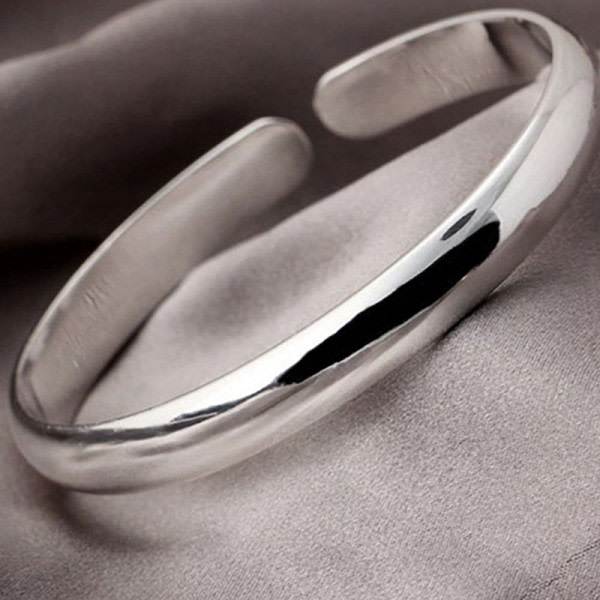 999 Sterling Silver Mode Kvinna Manschett Armband Polering Retro Kedja Bangle zdq
