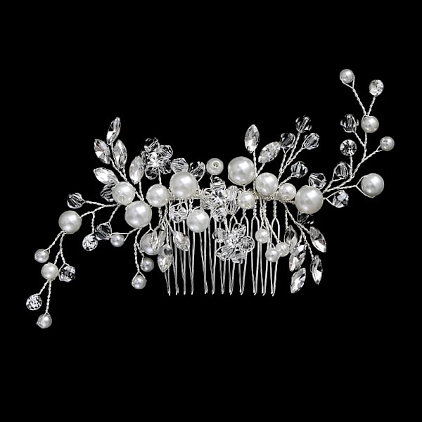 Ny hårkam i silverlegering, handgjorda pärlor, strass, mode, metall, huvudbonad, eleganta hårsmycken, accessoarer för kvinnor HS-J4999