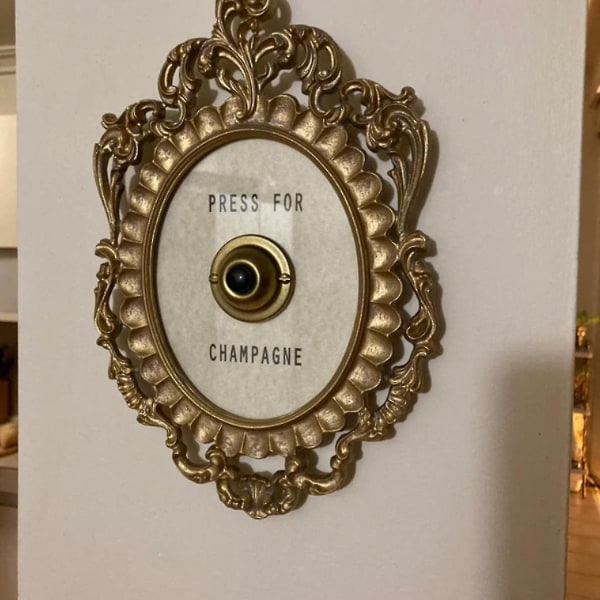Ring Mini Press Champagne-knapp, tryck for Champagne Door Ring Bell Deco