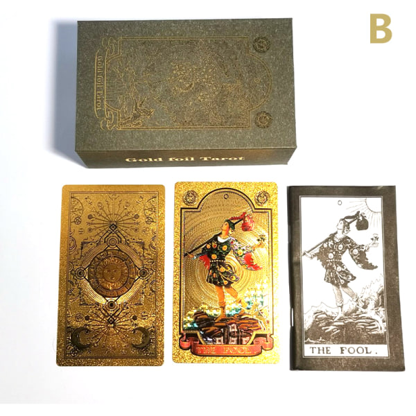 Set Tarotkort gavepakke Luksus gullfolie Tarotkort Varmstamping PVC Vanntett Slitestarkt kortspill Solitaire Divinasjon